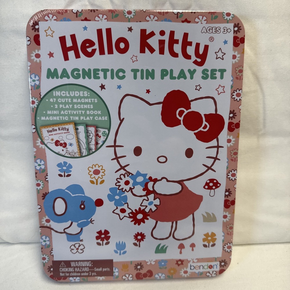 Hello Kitty Magnetic Tin Play Set w Magnets Activity Book Travel Case Kids